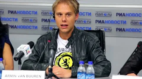 Popular Dutch DJ Armin Van Buuren speak at press conferences Stock Footage 10680214