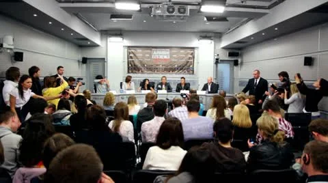 Popular dutch DJ Armin Van Buuren speaks to reporters at press conferences Stock Footage 10680221
