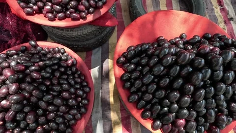 Popular fruit java plum is Reddy to sold in fruit   market in monsoon season Stock Footage 277322998