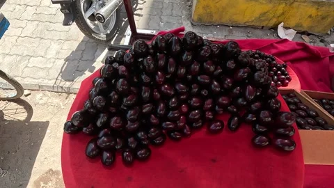 Popular fruit java plum is Reddy to sold in fruit   market in monsoon season Stock Footage 277323279