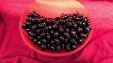 Popular fruit java plum is Reddy to sold in fruit   market in monsoon season Stock Footage 277323303