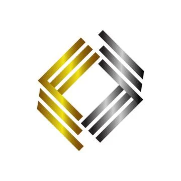 Popular geometric shape stacked square shape logo design element vector templ Stock Illustration