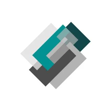 Popular geometric shape stacked square shape logo design element vector templ Stock Illustration