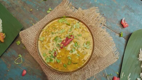 Popular Healthy main cource Dal fry with Desi ghee or clarified butter. Stock Footage 282766558