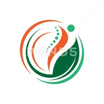 Popular human health care physiotherapy chiropractic logo design vector conc Stock Illustration