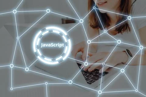 Popular language javascript for programming on the global network Stockfoto's