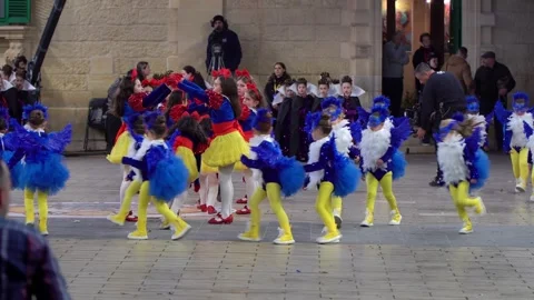 Popular London Bridge is Falling Down dance performed by children at the Gozo Stock Footage 305720691