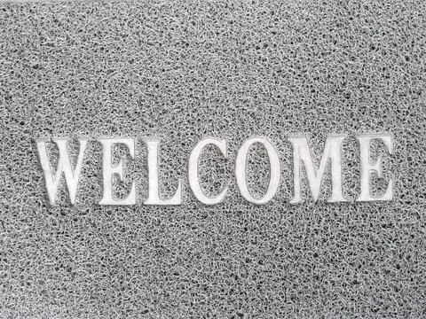 Popular metal texture pattern text welcome Foto stock