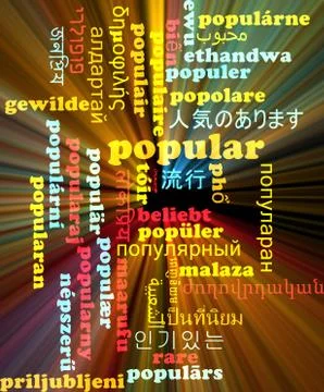 Popular multilanguage wordcloud background concept glowing Stock Illustration