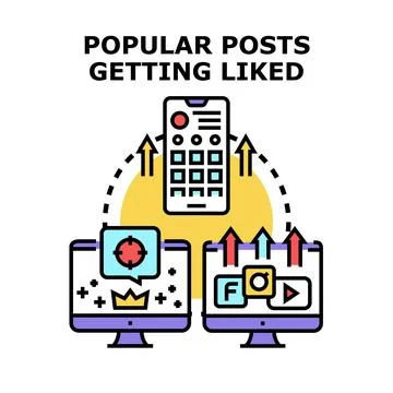 Popular posts getting liked concept vector illustration Stock Illustration