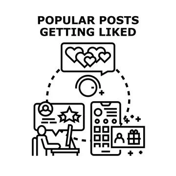 Popular posts getting liked concept vector illustration Stock Illustration