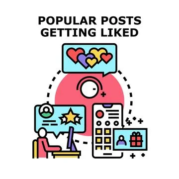 Popular posts getting liked concept vector illustration Stock Illustration