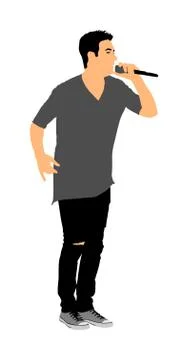 Popular singer super star with microphone on stage vector Stock Illustration