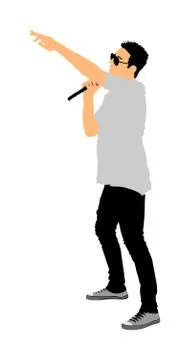 Popular singer super star with microphone on stage vector Stock Illustration