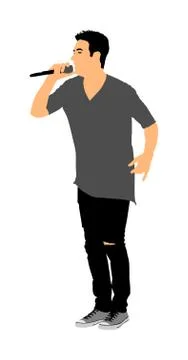 Popular singer super star with microphone on stage vector Stock Illustration