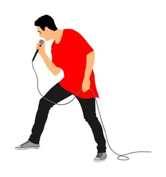 Popular singer super star with microphone on stage vector Stock Illustration