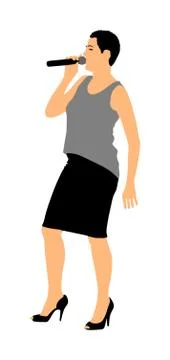 Popular singer super star vector. Singer woman Stock Illustration
