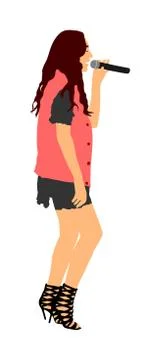 Popular singer super star vector. Singer woman Stock Illustration