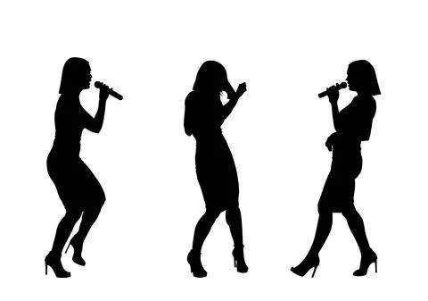 Popular singer super star vector silhouette illustration isolated on white Stock Illustration