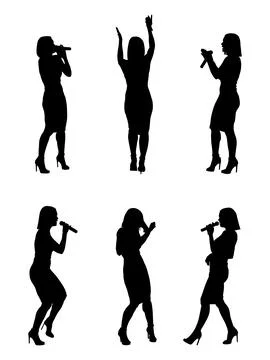 Popular singer super star vector silhouette illustration isolated on white Stock Illustration