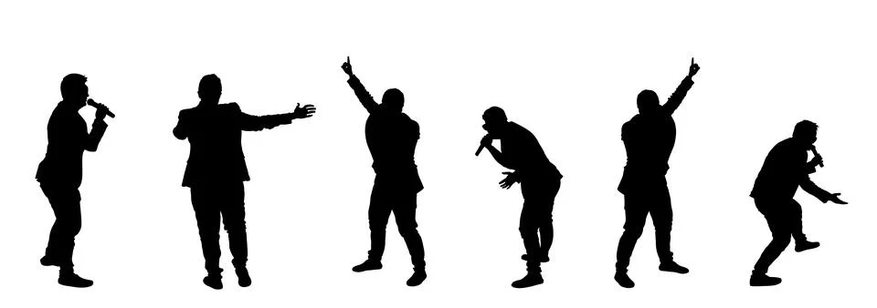 Popular singer super star vector silhouette illustration isolated on white Stock Illustration