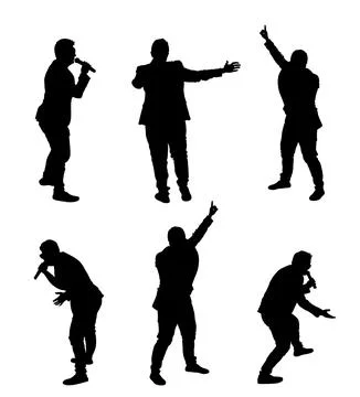 Popular singer super star vector silhouette illustration isolated on white Stock Illustration