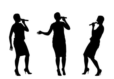 Popular singer super star vector silhouette illustration isolated on white Stock Illustration