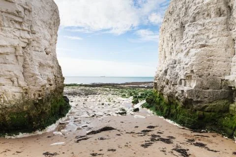 Popular white cliffs Botany Bay La Manche English channel coast, Kent, Englan Stock Photos
