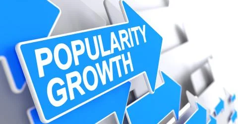 Popularity Growth - Text on the Blue Pointer. 3D. Stock Illustration