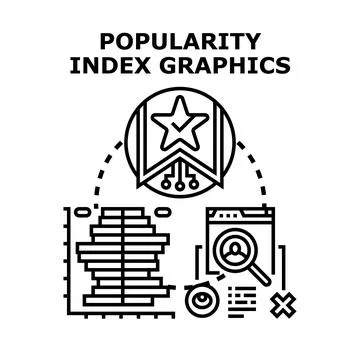 Popularity index graphics analyzing data and performance Stock Illustration