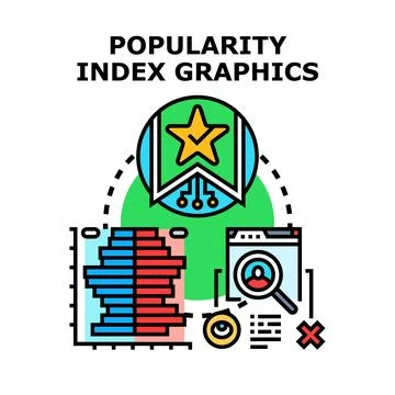 Popularity index graphics analyzing data and performance Stock Illustration