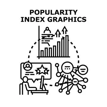 Popularity index graphics and social media analytics concept Illustrazione stock