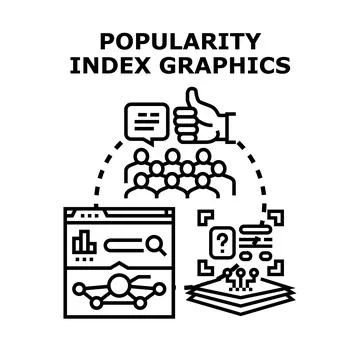 Popularity index graphics for online presence and social analytics 库存插图