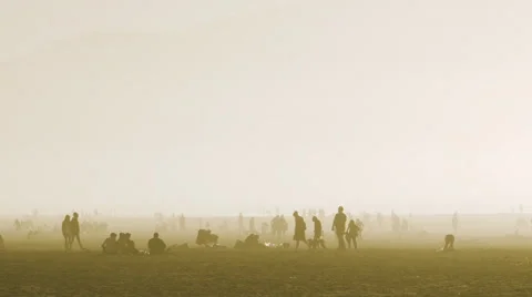 Populated Beach Lower Thirds Empty Space 1 Video stock 46290516