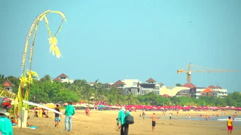 Populated Tropical Beach Stock Footage 50446945