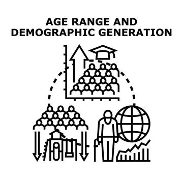 Population age range and demographic generation concepts Stock Illustration
