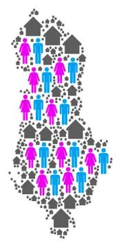 Population Albania Map Ilustración de archivo