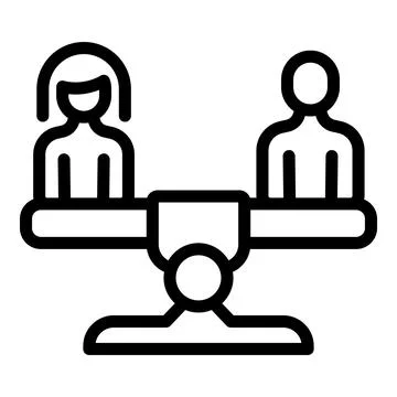 Population balance icon outline vector. Human team Illustrazione stock