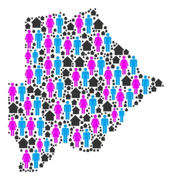 Population Botswana Map Ilustración de archivo