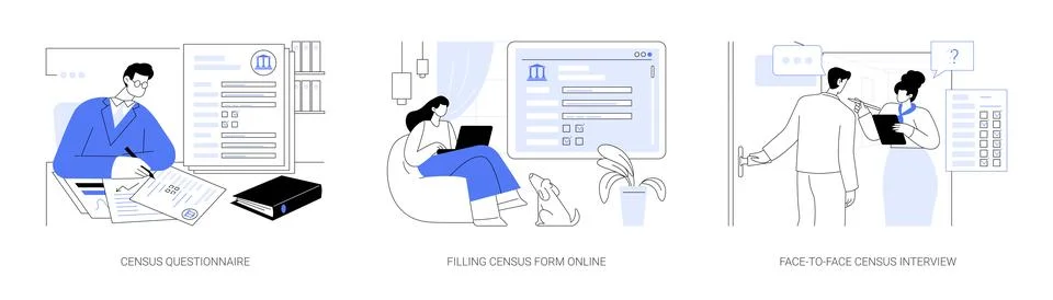 Population census abstract concept vector illustrations. Illustrazione stock
