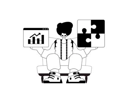 A population with a complicate in her handwrite and a graph of moral impres.. Stock Illustration