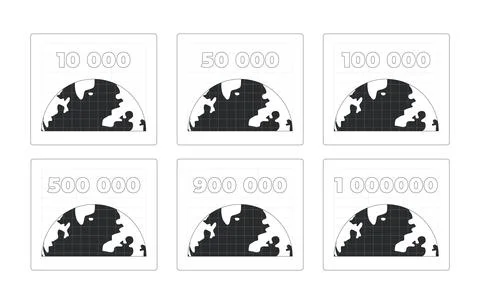 Population counters modern line style data visualization element set Stock Illustration