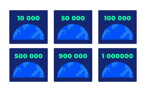 Population counters neon dashboard UI element set 스톡 일러스트