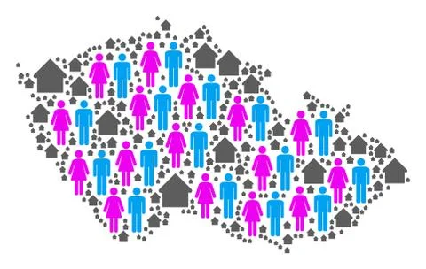 Population Czech Map Stock Illustration