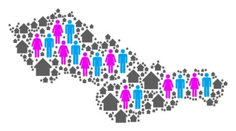 Population Czechoslovakia Map Stock Illustration