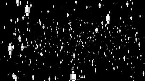 Population Data Visualization with Abstract People Icons and Statistics Stock Footage 345728858