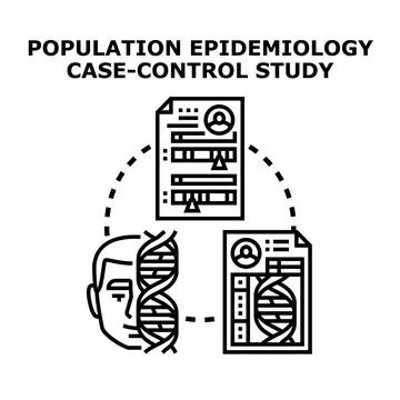 Population epidemiology case control study research analyzing genetics Stock Illustration