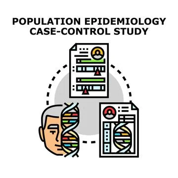 Population epidemiology case control study research analyzing genetics Stock Illustration