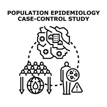 Population epidemiology case control study concept illustration Stock Illustration