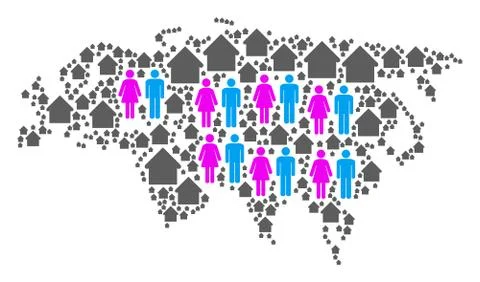 Population Eurasia Map Ilustración de archivo